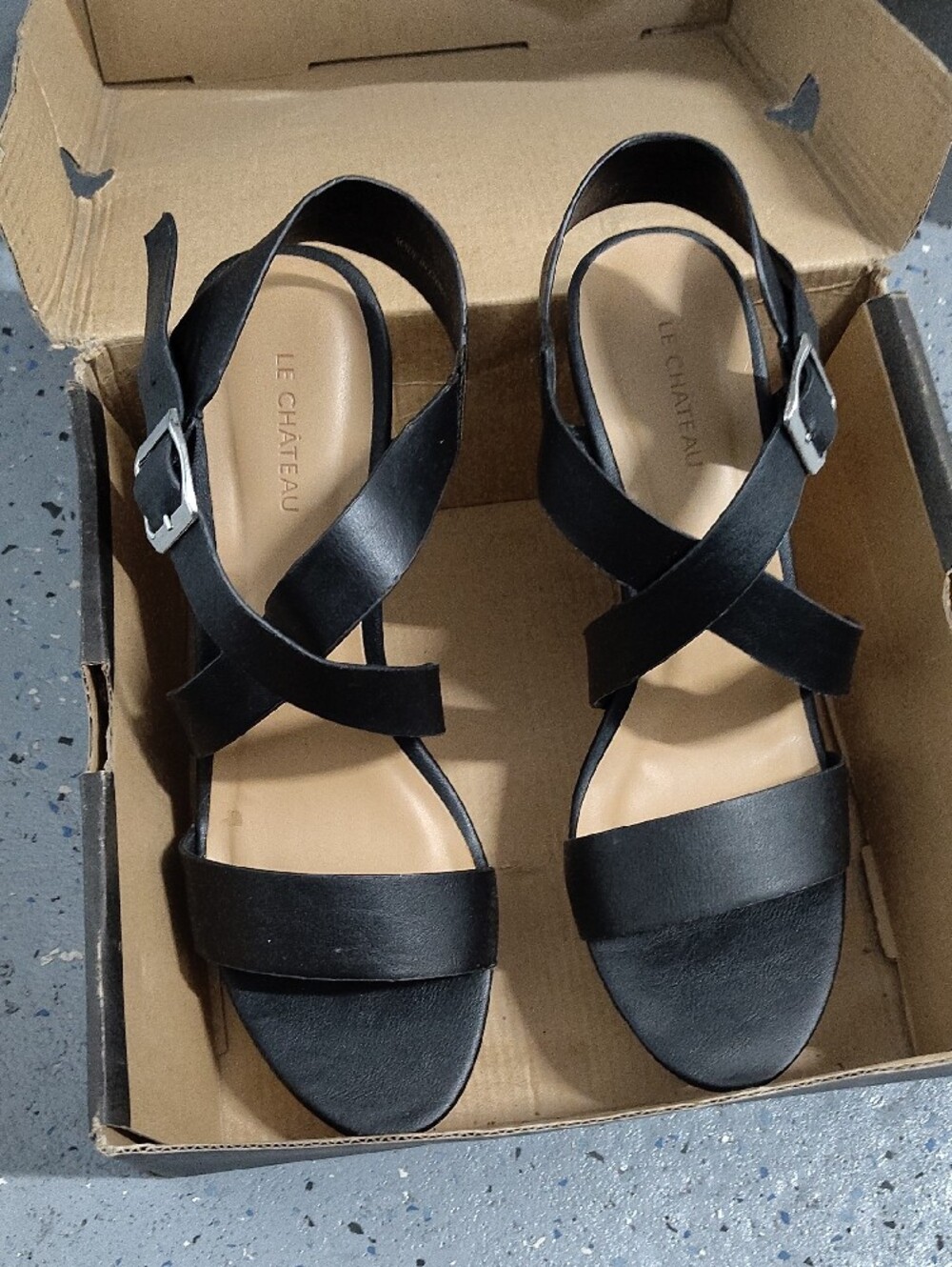 le chateau Black Cork Wedge Sandals - Picture 2 of 3